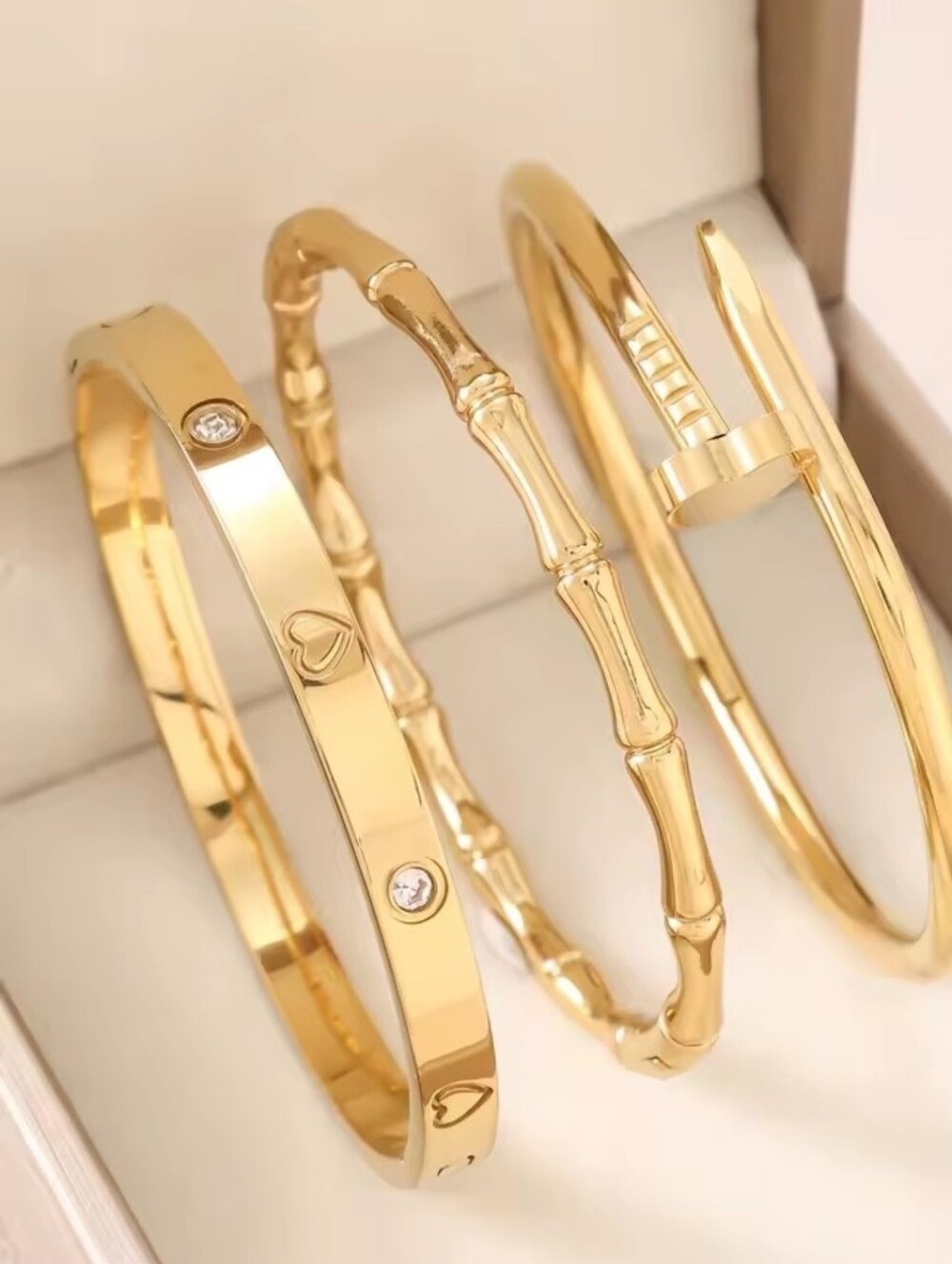 Gold Tone Women’s Bangle Bracelet Set - 3 Pack